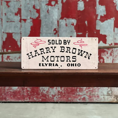 Vintage Harry Brown Motors Elyria, OH Wood Sign 