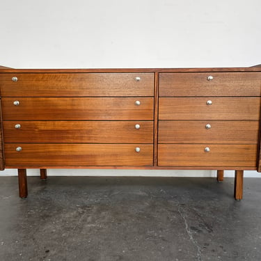 1960s Mid-Century Walnut Lowboy 8-Drawer Dresser Designed by Martin Borenstein for Brown Saltman 