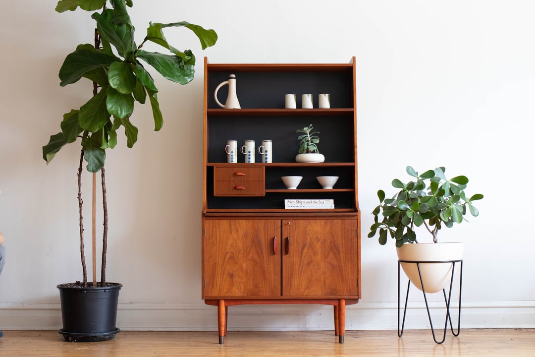 Mid Century Danish Modern Teak Bookshelf with Desk Spaced Out Studio