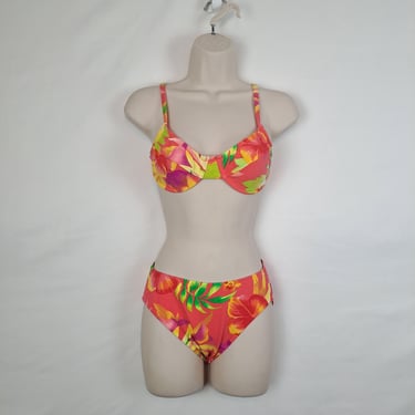 Vintage 90s Neon Tropical Bikini 