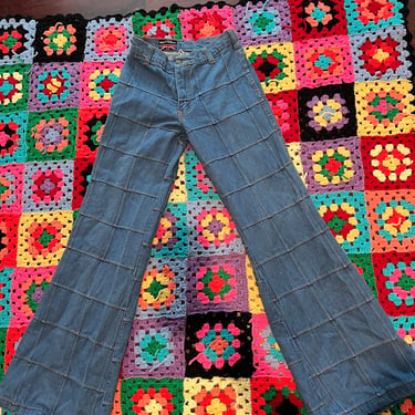 Vintage 1970s Brittania patchwork bell bottom jeans 