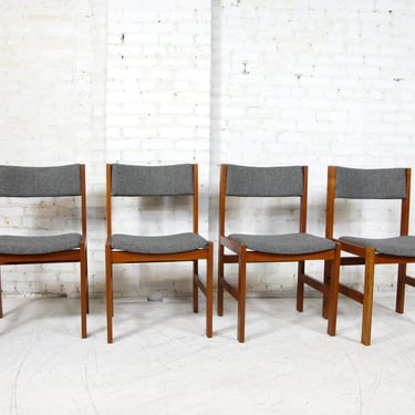 Vintage MCM set of 4 teak dining chairs w/ new upholstery by Sunn furniture Thailand | Free delivery only in NYC and Hudson Valley areas 