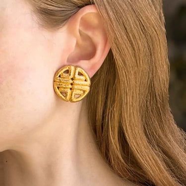 80s Givenchy Gold Logo Earrings