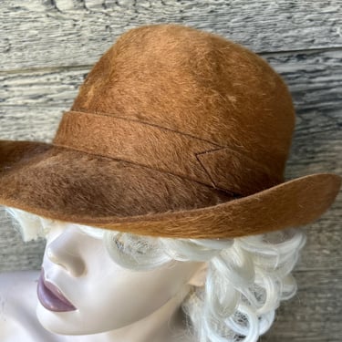 Lanvin fur felt fedora vintage 1970s camel brown autumn hat 