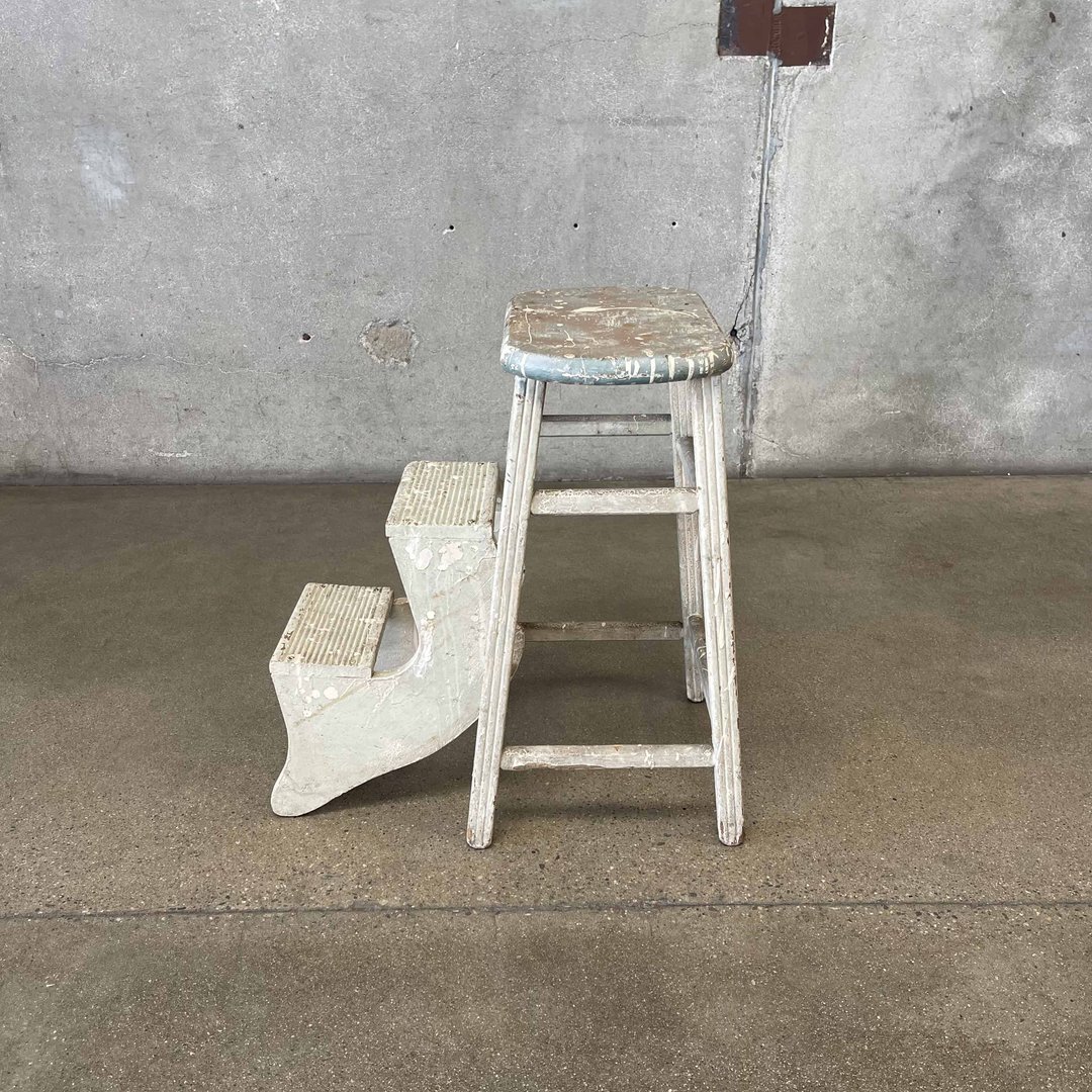 Antique Primitive Farmhouse Step Stool | Urban Americana | Long Beach, CA
