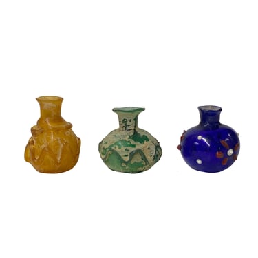 3 x Distressed Look Color Glass Small Bottle Vase Display ws2469E 