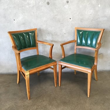 Pair of Blonde Wood Mid Century Side Chairs