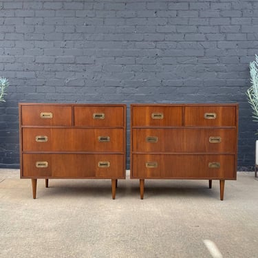 Pair of Mid-Century Modern Dresser with Brass Accents by Lane, c.1950’s 