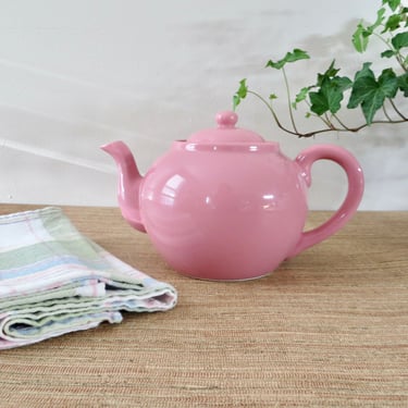 Vintage Teapot - Pink Ceramic Teapot - Cottage Kitchen 