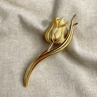 Monet single tulip pin - 1980s floral brooch 