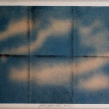 Joe Goode Grey Folded Clouds 1971 Signed Modern Lithograph Framed 33/50 