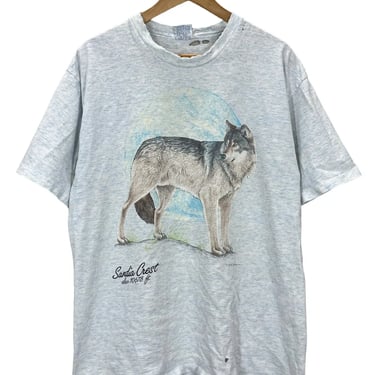 Vintage 90's Wolf Art Distressed T-Shirt XL