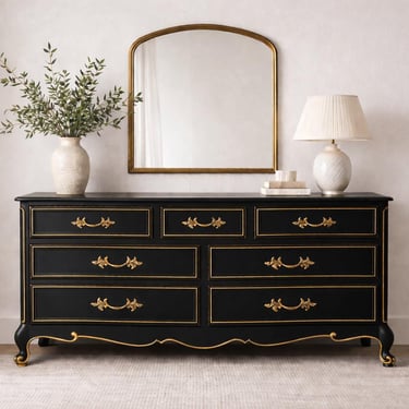 french provincial black dresser Professional Refinished Antique French Provincial Tall Dresser Armoire –  Old to New Furniture main image 1