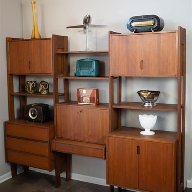 Walnut Wall Unit with Built in Desk