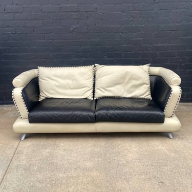 Italian Contemporary Modern Leather Sofa 