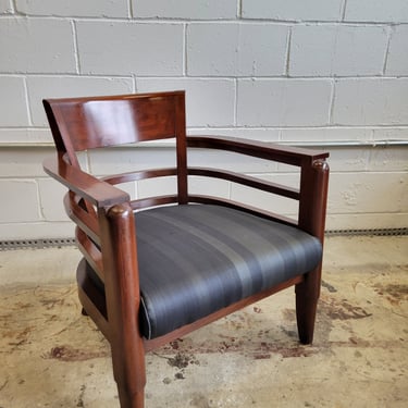 Vintage Wood Chair with Silk Upholstery