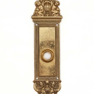 Late 19th Century Ornamental Cherubic Brass Passage Door Back Plate