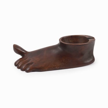 Ebony Wood Foot Ashtray Vintage 