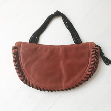 1970s Oxblood Leather Lace Up Bag 