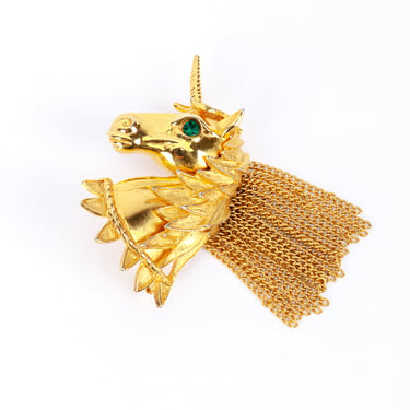 Gilded Unicorn Bust Brooch