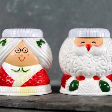 Hallmark Santa & Mrs. Claus Candleholders | 1990s Classic Hallmark holiday Collectible | Bixley Shop 