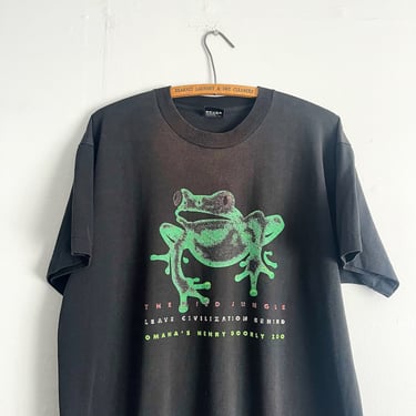 Vintage 90s Nature T Shirt Frog Faded Omaha Zoo Soft Worn Size XL 