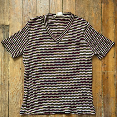 1970s Textured Striped Shirt Small Medium 