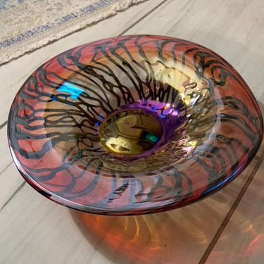 Exquisite Hand-Blown Glass Bowl | Vibrant Colors | Wide Rim | Murano-Style Art Glass 