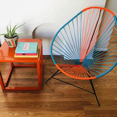 MID CENTURY MODERN Acapulco Chair | Outdoor Chair | Patio Chair | Pair | Turquoise | Orange 