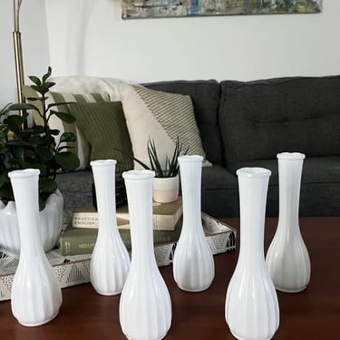 Vintage CLG Co. aka Carr-Lowrey Glass Co. Milk Glass Bud Vases 