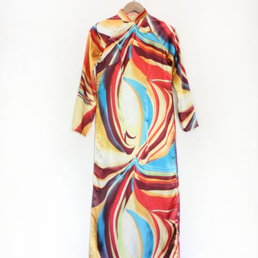 Psychedelic Swirl Silk Vietnamese Dress 
