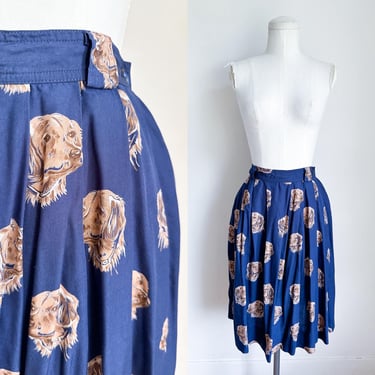Vintage 1980s-90s Golden Retriever Dog Novelty Print Skirt / 27" waist 