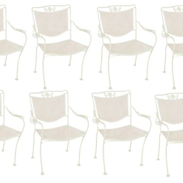 Set of 8 Woodard Outdoor/Patio Mesh Armchairs W/ Scrolling Floral Pattern 