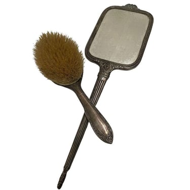 Art Deco Sterling Silver Mirror & Brush Grooming Set 