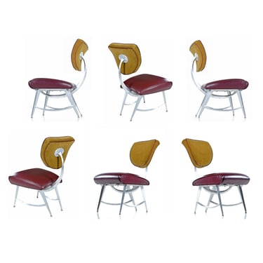 6 Disney Quest Nineteen-Laties Aluminum Armillary Chair by Jordan Mozer in Gold and Burgundy 