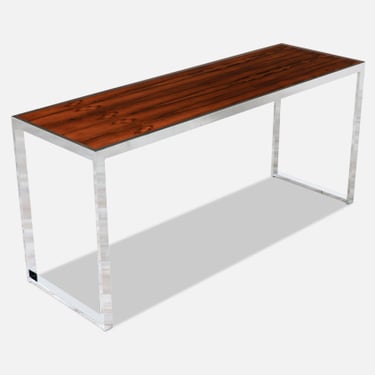 Mid-Century Modern Rosewood & Polished Chrome Console Table