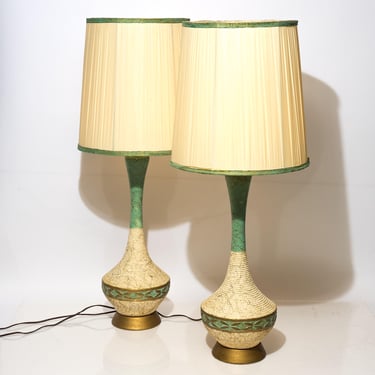 Mid Century Modern Turquoise & Gold Atomic Table Lamp w/ Original Shade, Individual Purchase 