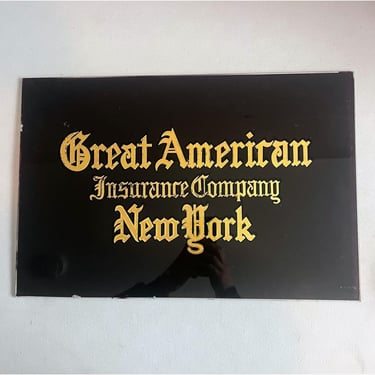 Antique GREAT AMERICAN Insurance Company of New York Reverse Glass Sign 18"X 12" 