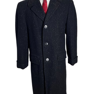 Vintage 1950s Wool ATOMIC FLECK Overcoat ~ size 38 Short ~ Trench Coat ~ Donegal Tweed 