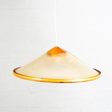 Mid Century Modern Pendant Lamp Oak Wood Round Shade Hanging Light Vintage Mcm