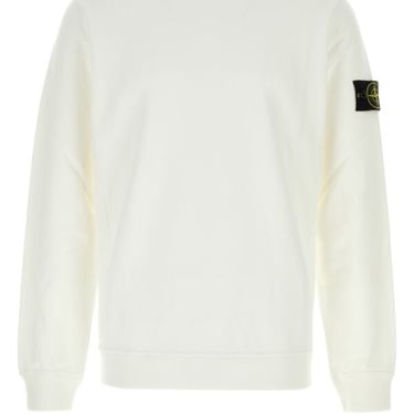 Stone Island Man White Cotton Sweatshirt