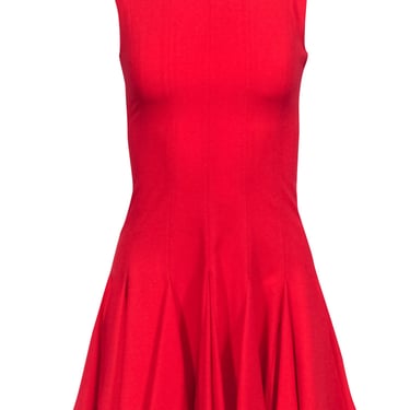 BCBG Max Azria - Red Sleeveless Dress w/ Pleated Hemline Sz 0P