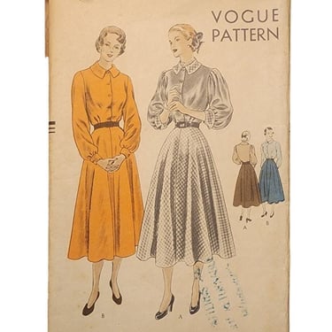 Vintage 40s Sewing Pattern: Womens One Piece Dress Vogue 6341 