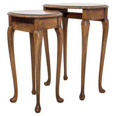 Queen Anne Style  Walnut Burl Nesting Tables, 2