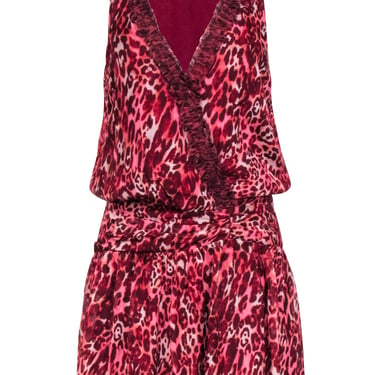 Ramy Brook - Maroon &amp; Pink Leopard Print Sleeveless Dress Sz 0