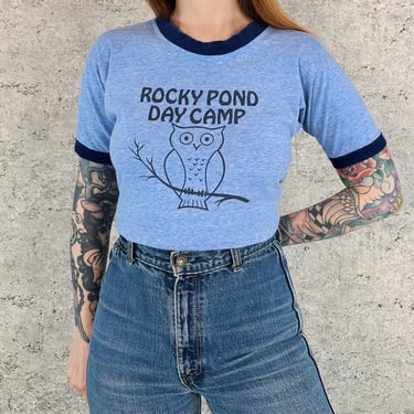 70's Vintage Rocky Pond Day Camp Ringer Tee Shirt T-Shirt 