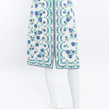 Floral Cotton Zipper Skirt