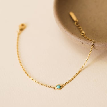 Round Solitaire Turquoise Gemstone Bracelet