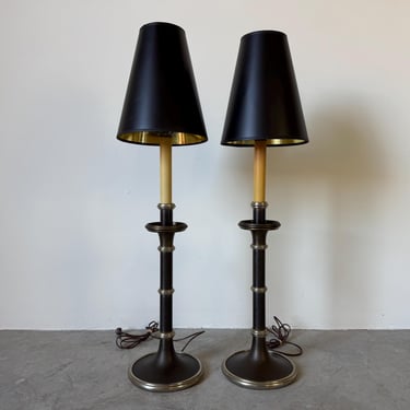 Pair of Vintage Hollywood Regency Brass Table Lamps by Chapman 