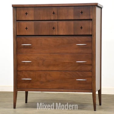 Refinished Walnut Tall Dresser by Broyhill Saga 